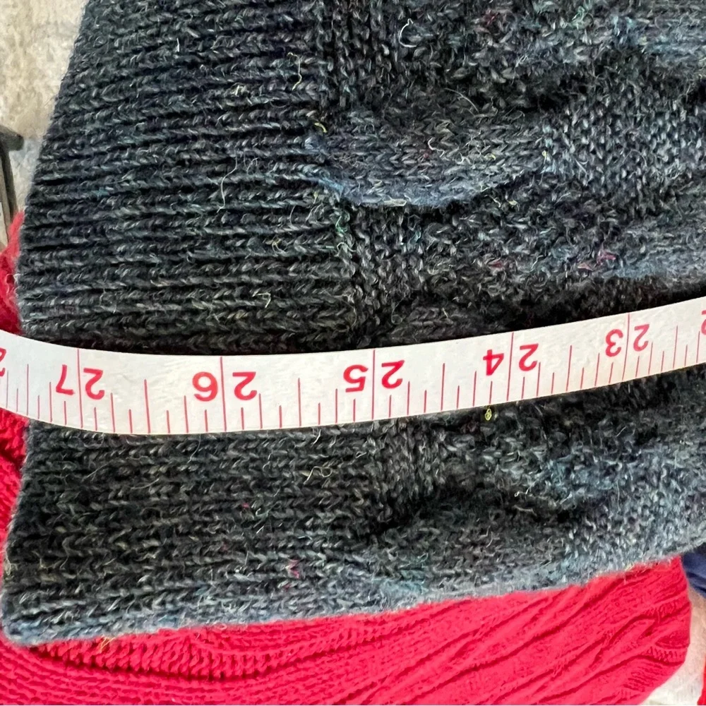 VTG Italy Cobain Grandpa Cardigan Sz L Diamond Knit Indigo Fleck Wool Blend - Picture 6 of 8